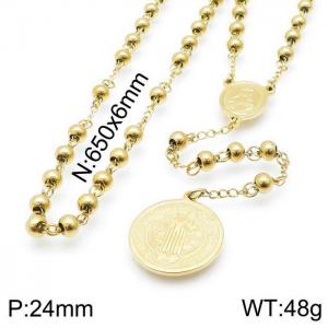 Stainless Steel Rosary Necklace - KN117708-Z