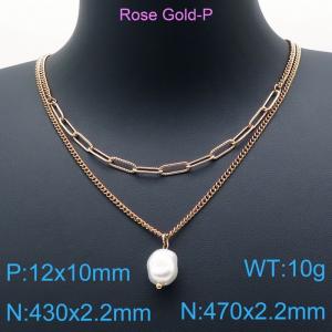 SS Rose Gold-Plating Necklace - KN117735-K