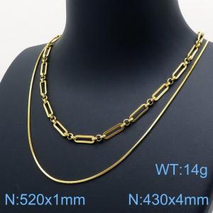 SS Gold-Plating Necklace - KN118175-HM