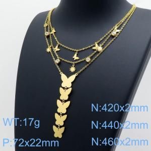 SS Gold-Plating Necklace - KN118346-BI