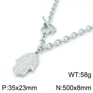 European style fashion personality stainless steel women's palm pendant necklace - KN118376-Z