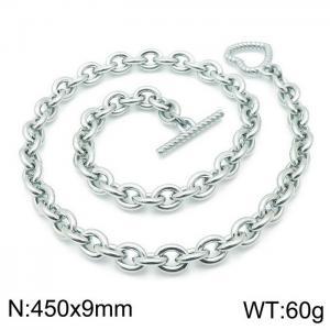 Hip hop stainless steel cross-link men's heart buckle necklace - KN118380-Z