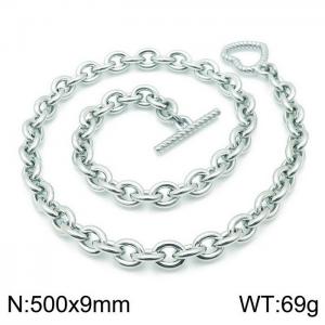 Hip hop stainless steel cross-link men's heart buckle necklace - KN118381-Z