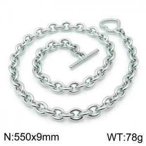 Hip hop stainless steel cross-link men's heart buckle necklace - KN118382-Z