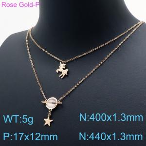 SS Rose Gold-Plating Necklace - KN118717-KLX