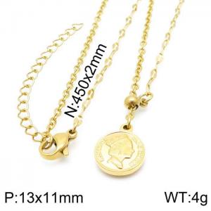 SS Gold-Plating Necklace - KN118869-Z