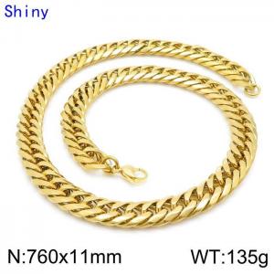 SS Gold-Plating Necklace - KN119363-Z