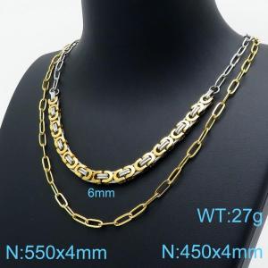 SS Gold-Plating Necklace - KN119385-Z