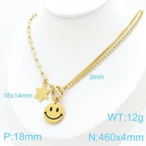 SS Gold-Plating Necklace - KN119390-Z