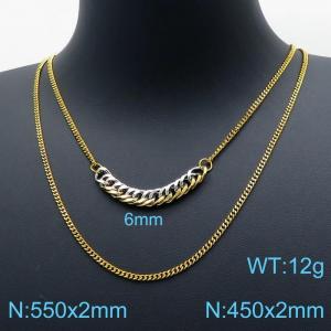 SS Gold-Plating Necklace - KN119487-Z