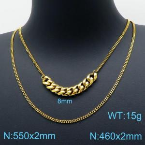 SS Gold-Plating Necklace - KN119489-Z