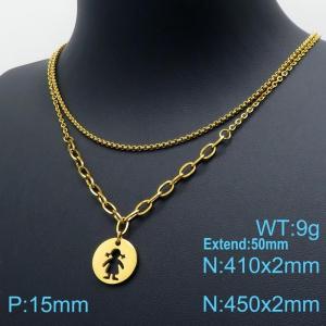 SS Gold-Plating Necklace - KN119528-Z