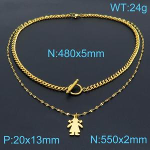 SS Gold-Plating Necklace - KN1196548-Z