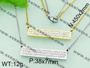 Stainless Steel Stone & Crystal Necklace - KN18058-Z