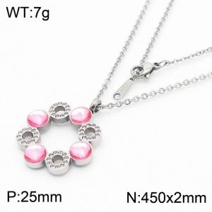 Stainless Steel Stone & Crystal Necklace - KN18196-K