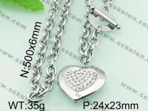 Stainless Steel Stone & Crystal Necklace - KN18485-Z