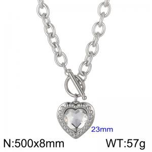 Stainless Steel Stone & Crystal Necklace - KN19289-Z