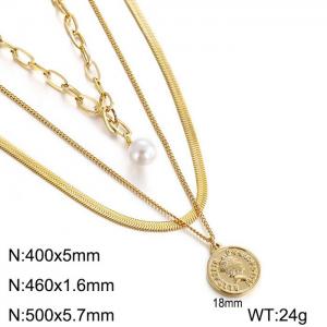 SS Gold-Plating Necklace - KN197478-BBJ