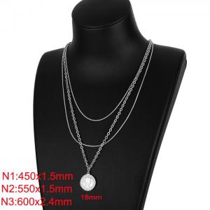Stainless steel three-layer necklace - KN197488-Z