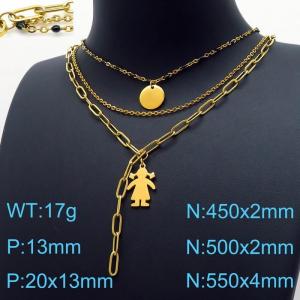 SS Gold-Plating Necklace - KN197635-Z
