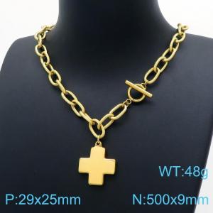 SS Gold-Plating Necklace - KN198446-Z