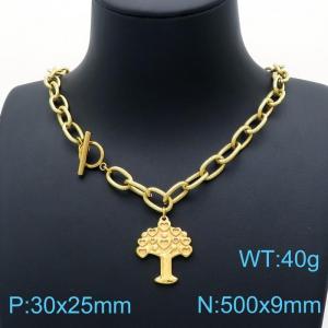 SS Gold-Plating Necklace - KN198450-Z