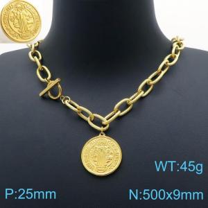 SS Gold-Plating Necklace - KN198454-Z