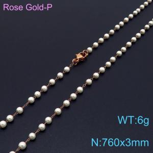 SS Rose Gold-Plating Necklace - KN198946-Z