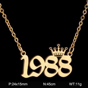 SS Gold-Plating Necklace - KN199776-WGNF