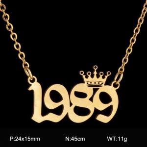 SS Gold-Plating Necklace - KN199778-WGNF