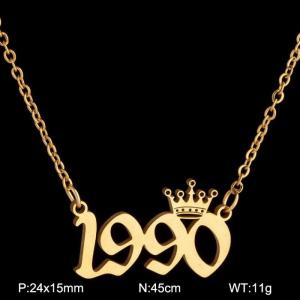 SS Gold-Plating Necklace - KN199779-WGNF