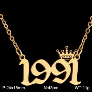 SS Gold-Plating Necklace - KN199781-WGNF