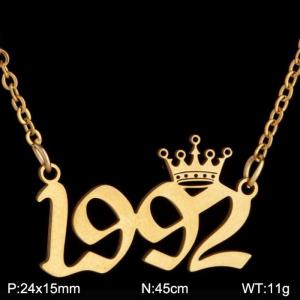SS Gold-Plating Necklace - KN199784-WGNF