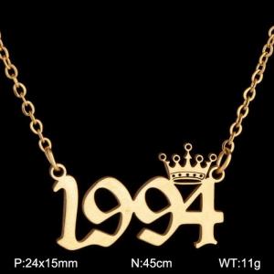 SS Gold-Plating Necklace - KN199787-WGNF