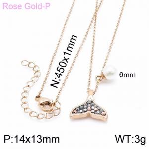 SS Rose Gold-Plating Necklace - KN200249-K