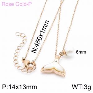 SS Rose Gold-Plating Necklace - KN200252-K