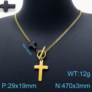 SS Gold-Plating Necklace - KN201143-Z