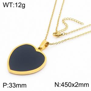 Trendy Heart Shaped Titanium Steel 18K Gold Plated Necklace - KN201175-HG