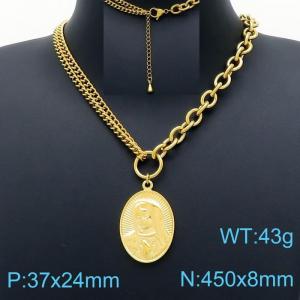 SS Gold-Plating Necklace - KN201175-Z