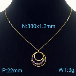 Fashionable multi-layer hollow circular titanium steel collarbone necklace - KN201178-HG