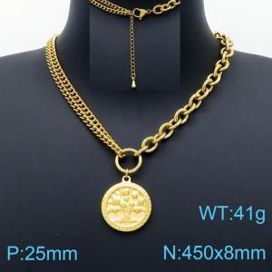 SS Gold-Plating Necklace - KN201178-Z