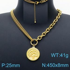 SS Gold-Plating Necklace - KN201179-Z