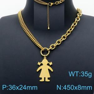 SS Gold-Plating Necklace - KN201180-Z