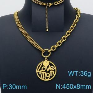 SS Gold-Plating Necklace - KN201191-Z