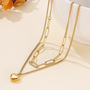 SS Gold-Plating Necklace - KN201232-Z