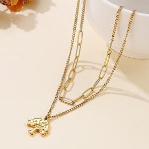 SS Gold-Plating Necklace - KN201234-Z