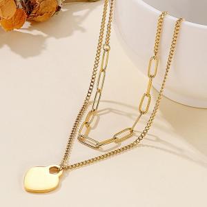 SS Gold-Plating Necklace - KN201252-Z