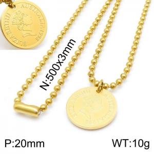 SS Gold-Plating Necklace - KN201637-Z