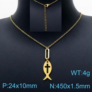 SS Gold-Plating Necklace - KN201643-Z