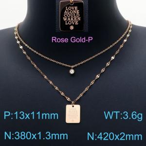 SS Rose Gold-Plating Necklace - KN202166-KLX